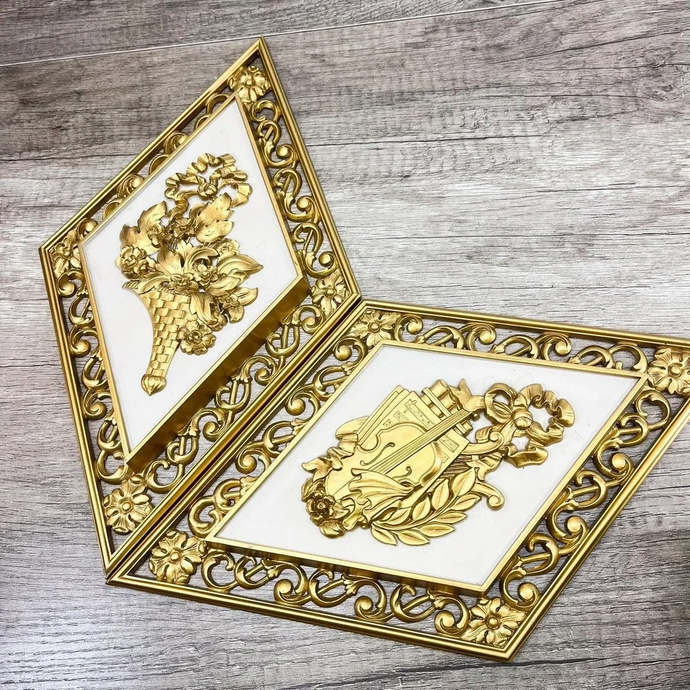 Faux Brass‎ Gold Wall Hanging Set of 2 - Burwood Interior Decor